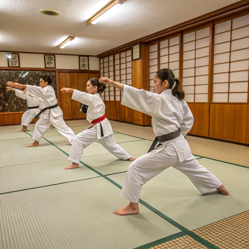 Martial arts students practicing at the dojo