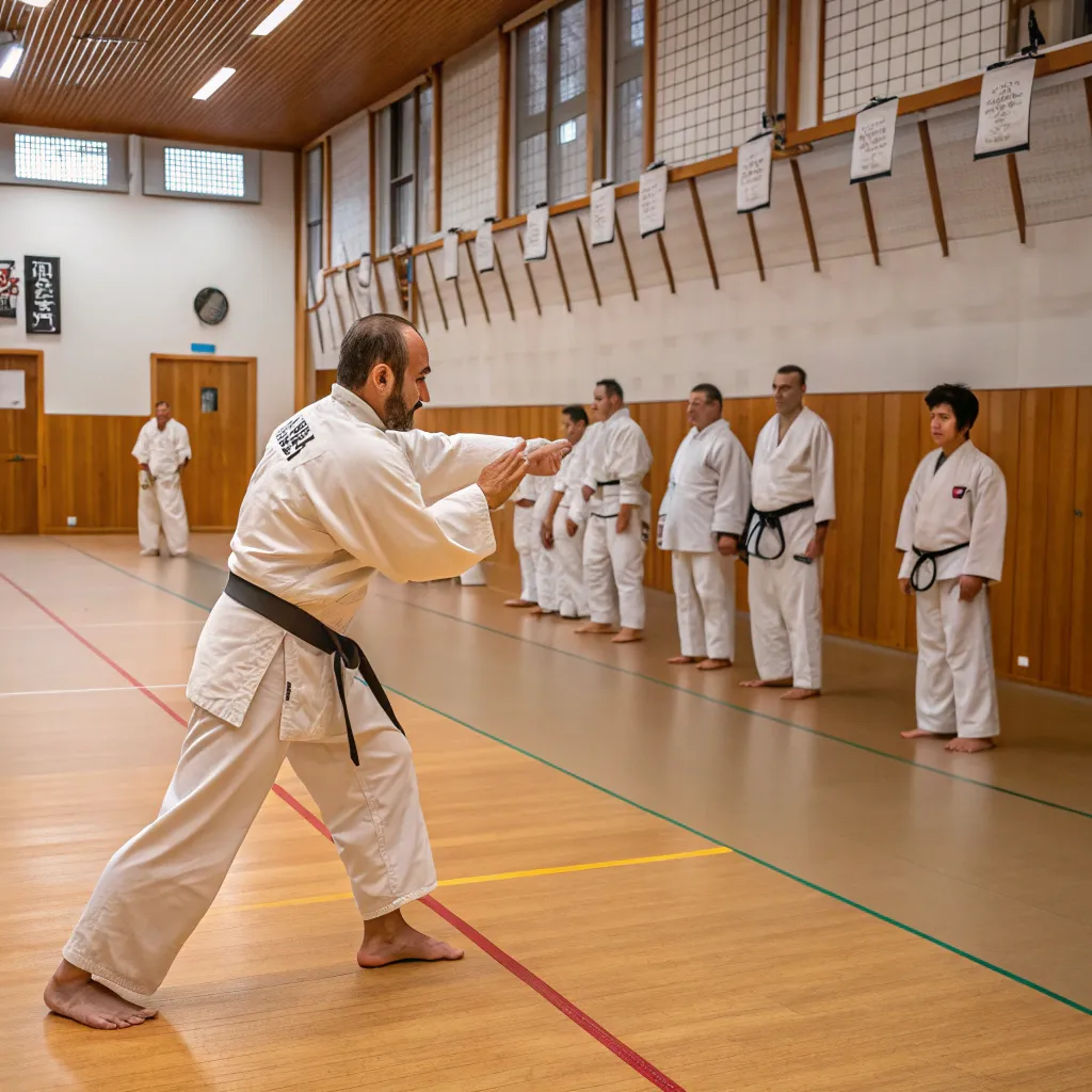 Sensei with martial arts students